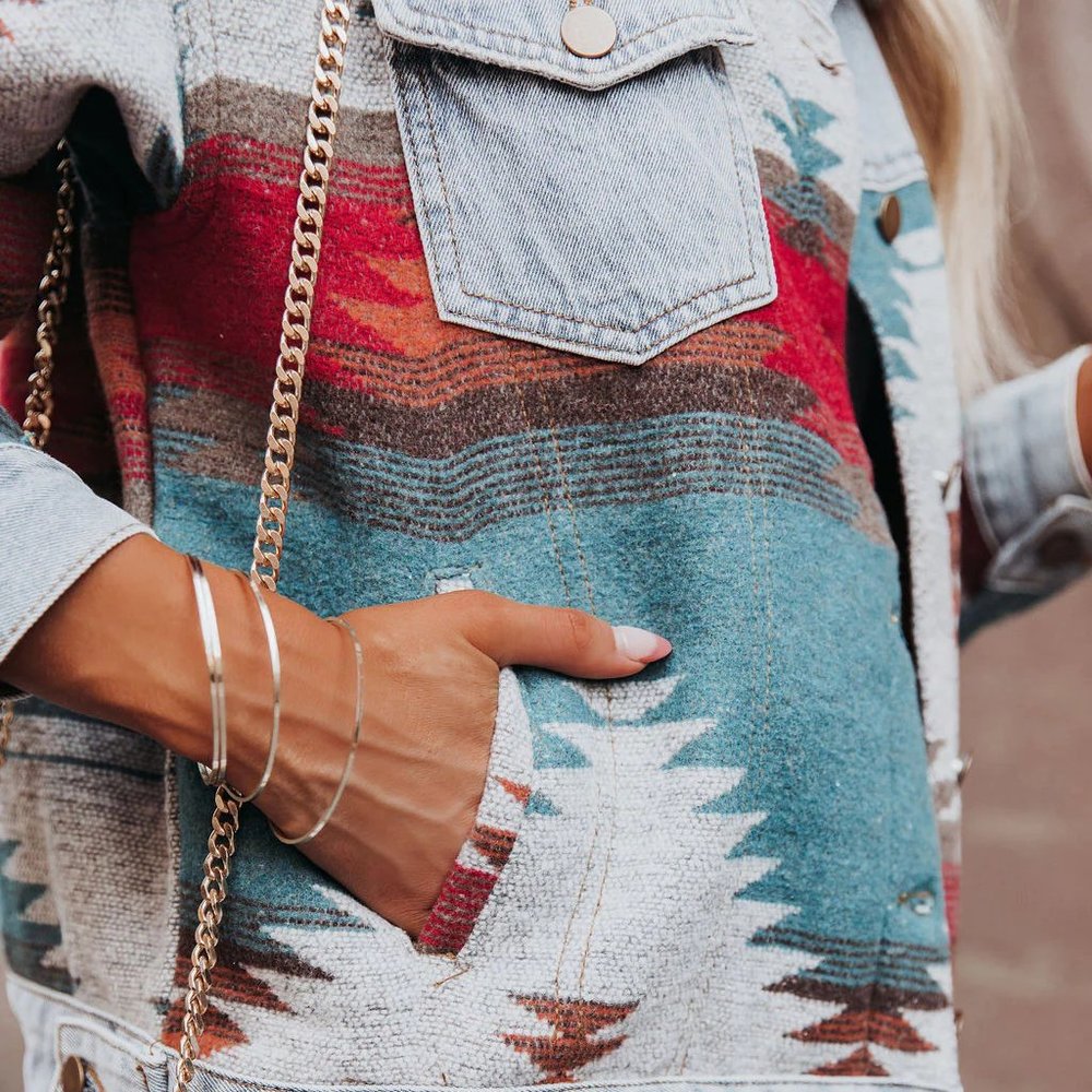 Woven Contrast Denim Jacket